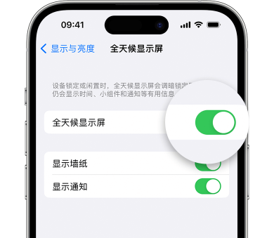 康定苹果15预约维修分享iPhone15如何设置全天候显示屏幕可见 