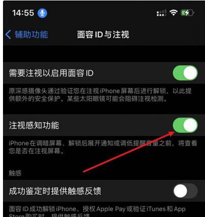 康定苹果14维修网点分享iPhone14注视感知功能有什么用 